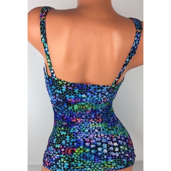 Your Profile by Gotex Floral Multi Color Swim Suit Tank Top Size 32D - Picture 6 of 6